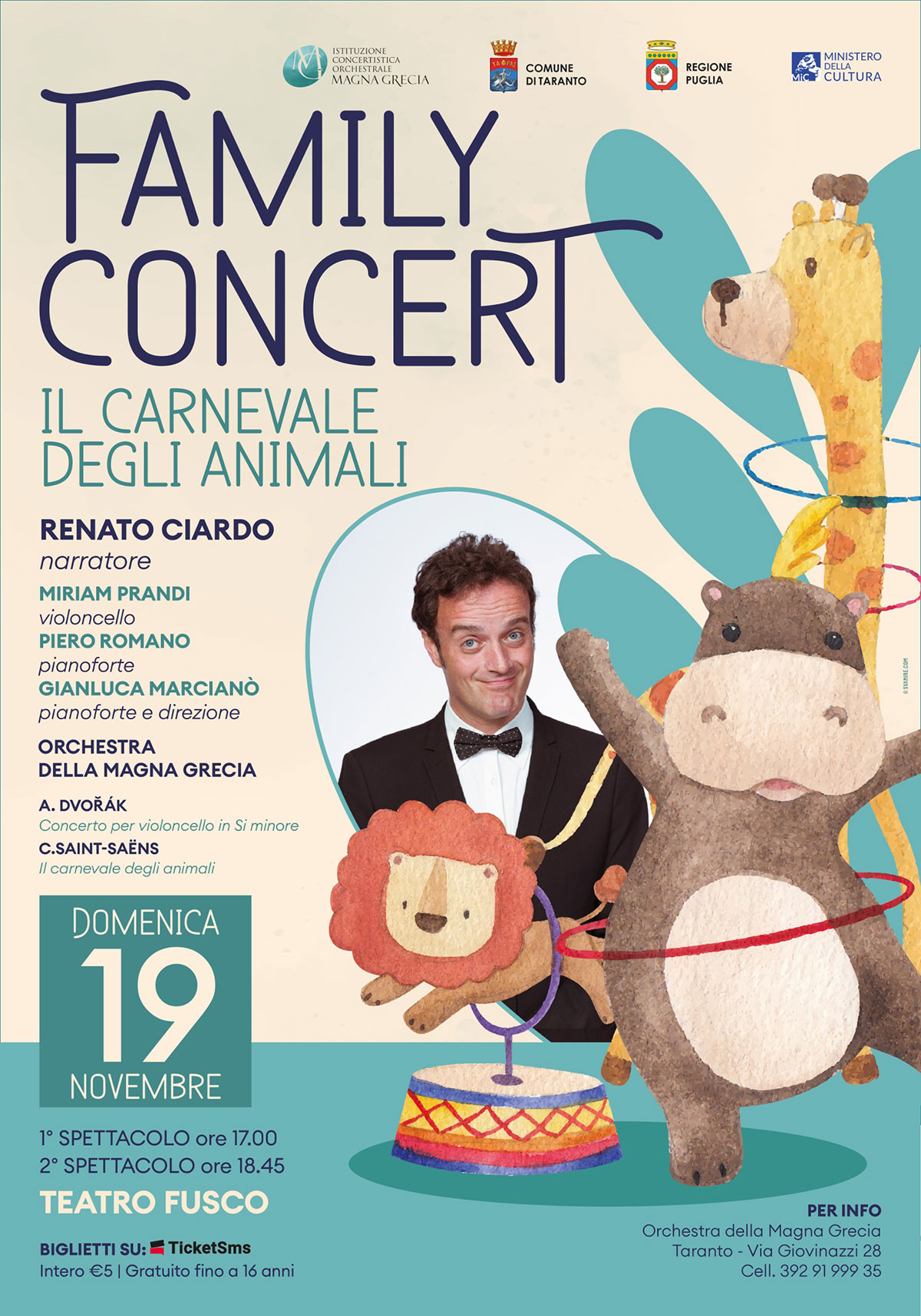 Family Concert IL CARNEVALE DEGLI ANIMALI - Teatro Fusco - Orchestra Magna  Grecia