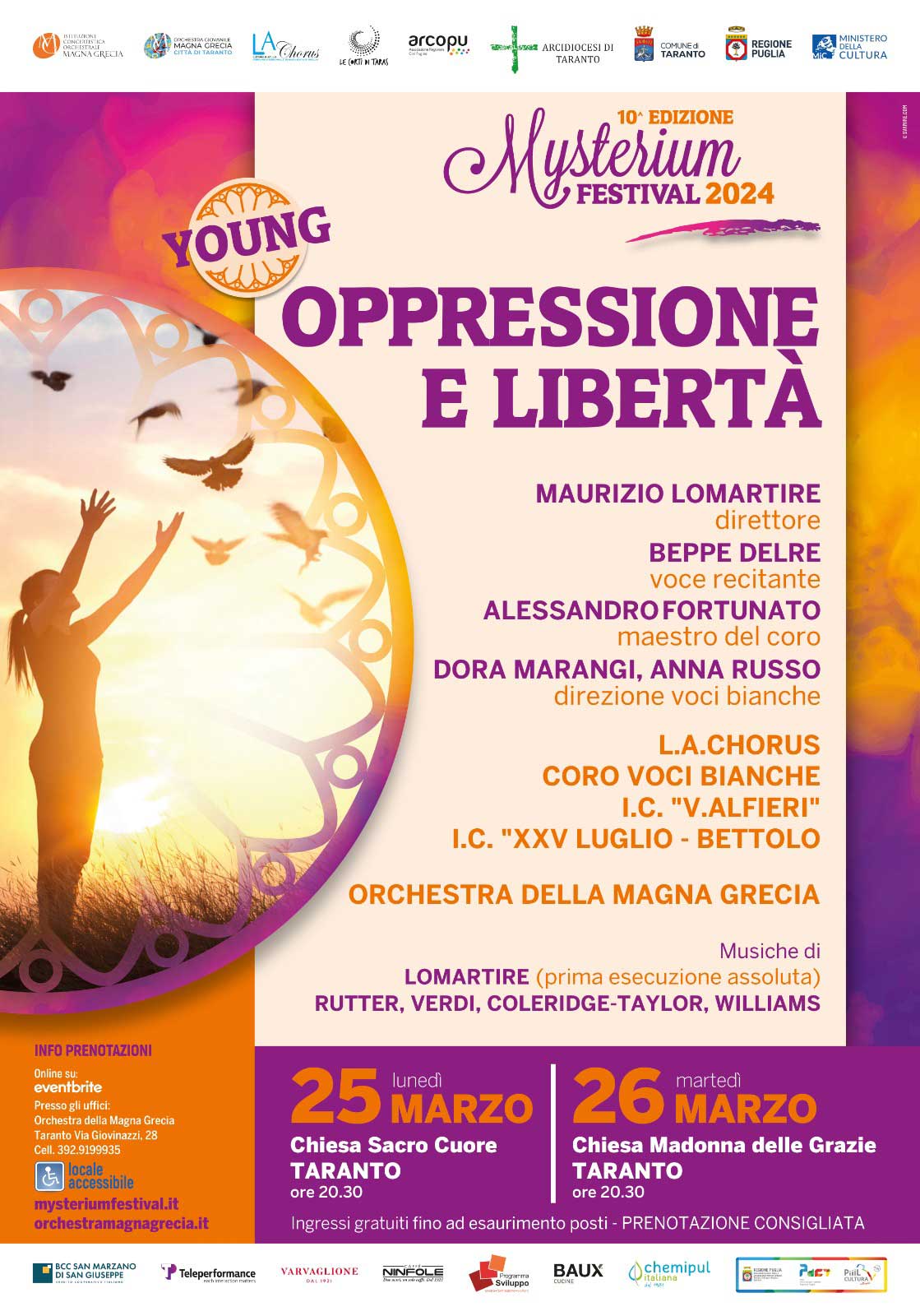 MYSTERIUM FESTIVAL - “Oppressione e libertà” martedì 26 marzo ore 20.30, Madonna delle Grazie